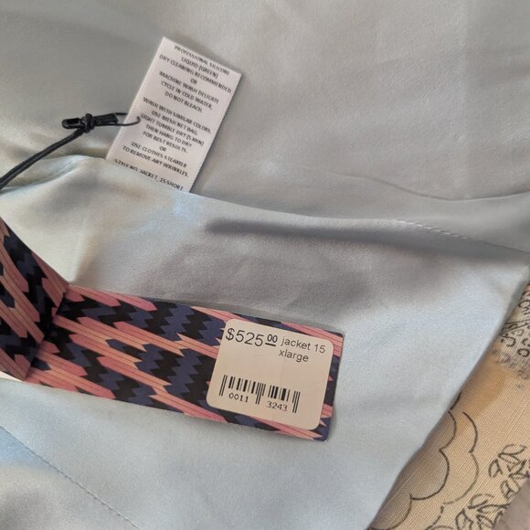 Cream and Blue Silk and Linen Toile Jacket by Wear in Good Health - Picture 10 of 10